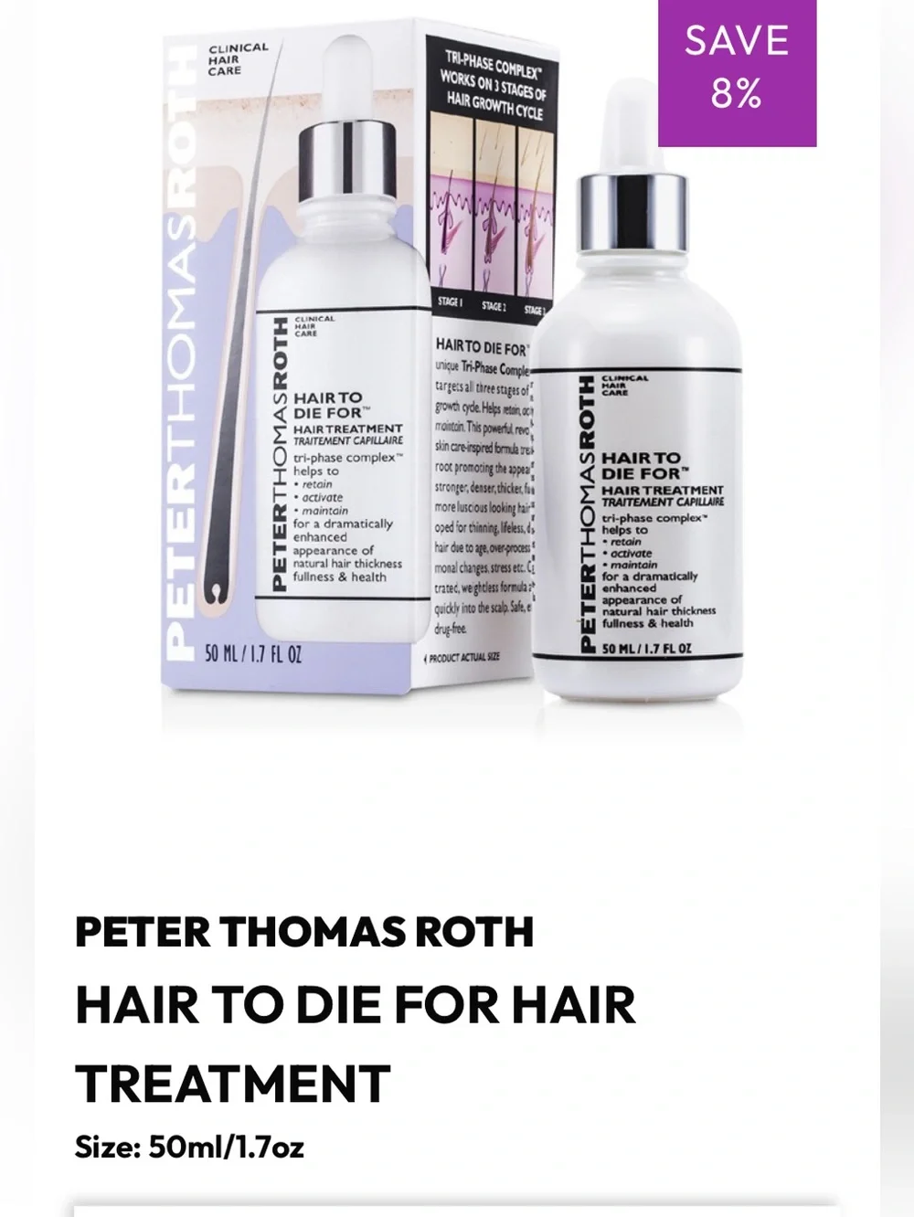 Peter Thomas Roth Hair To Die For, Hair Treatment Clinical Hair Care